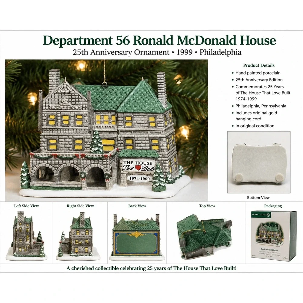 Department 56 Ronald McDonald House 25th Anniversary Ornament‎ 1999 Philadelphia